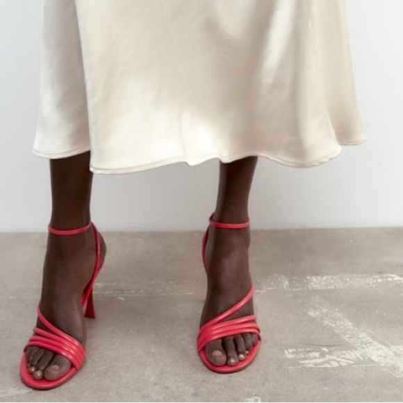 NWT. Zara Coral High Heeled Strap Sandals. Size 6, 10. - Picture 8 of 12